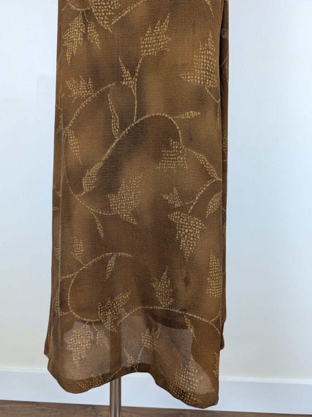 Jones New York 100% Silk Floral Midi Skirt Brown Size 14 - Picture 4 of 13
